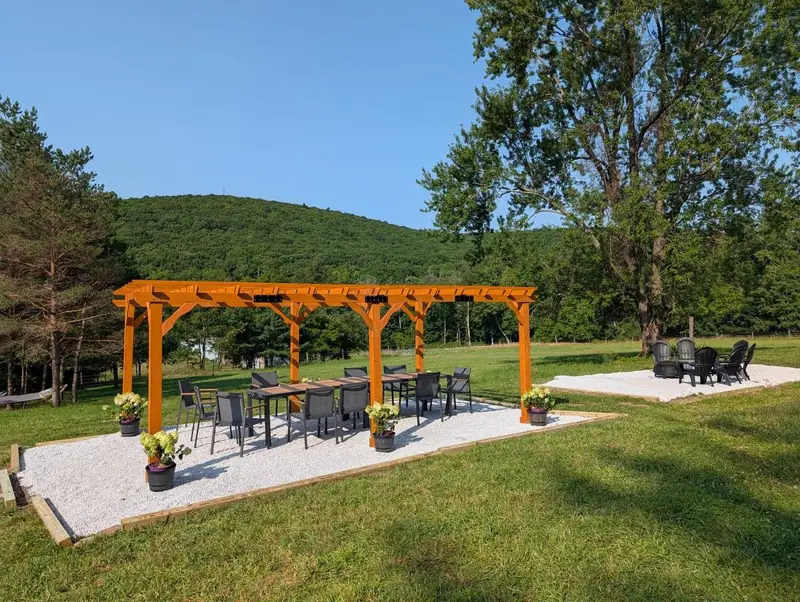 Enjoy a meal together and then continue the conversation next to the fire The pergola is a share amenity. If you want to be certain you can use it please reach out so that we can book it for you.
