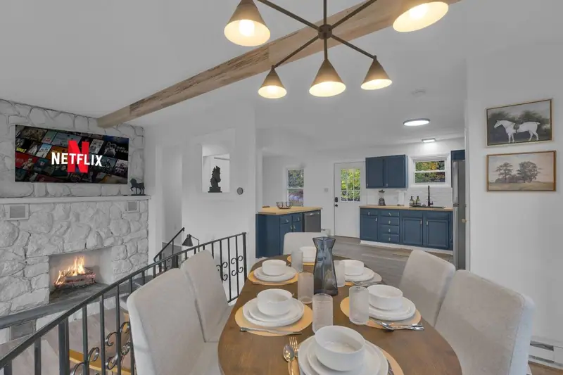 Dining area open to the kitchen