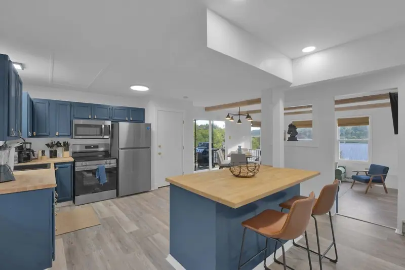 Kitchen with a butcher-block island