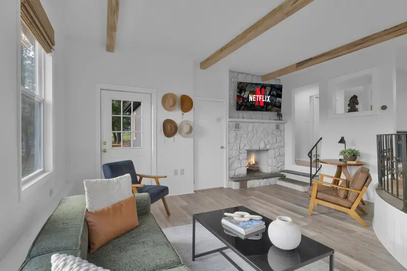 Cozy seating by the fireplace