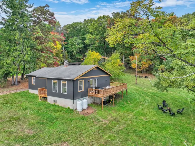 The house on a wooded lot