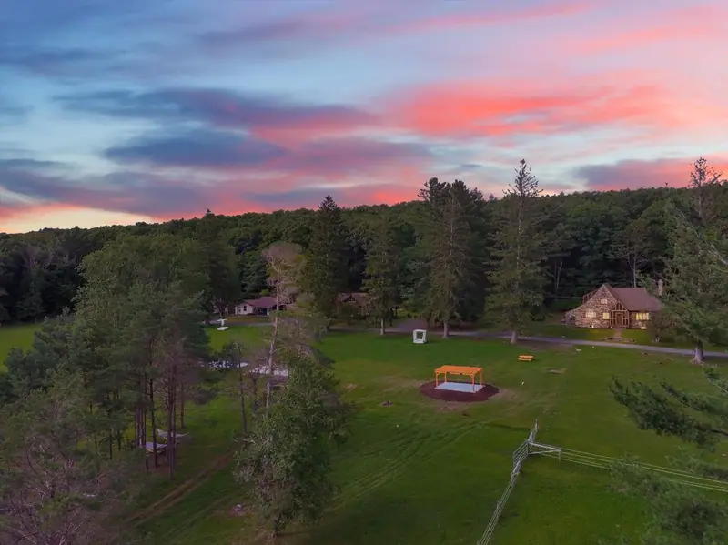 Painted dusk skies settle over the resort grounds as another happy day winds down.